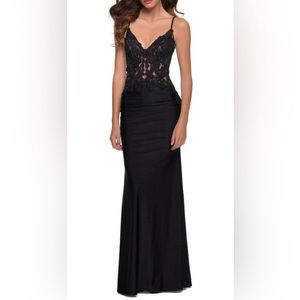 La Femme - Shiny Lace Gown